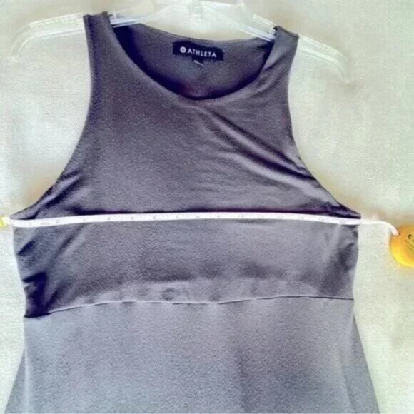 Athleta Santorini Dress Dark Olive Sleeveless Empire Waist Boatneck Size Medium - Picture 8 of 10
